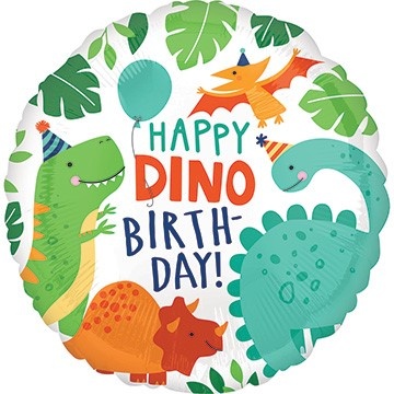 slide 1 of 1, E&R Happy Birthday Dinasour Balloon, 18 in