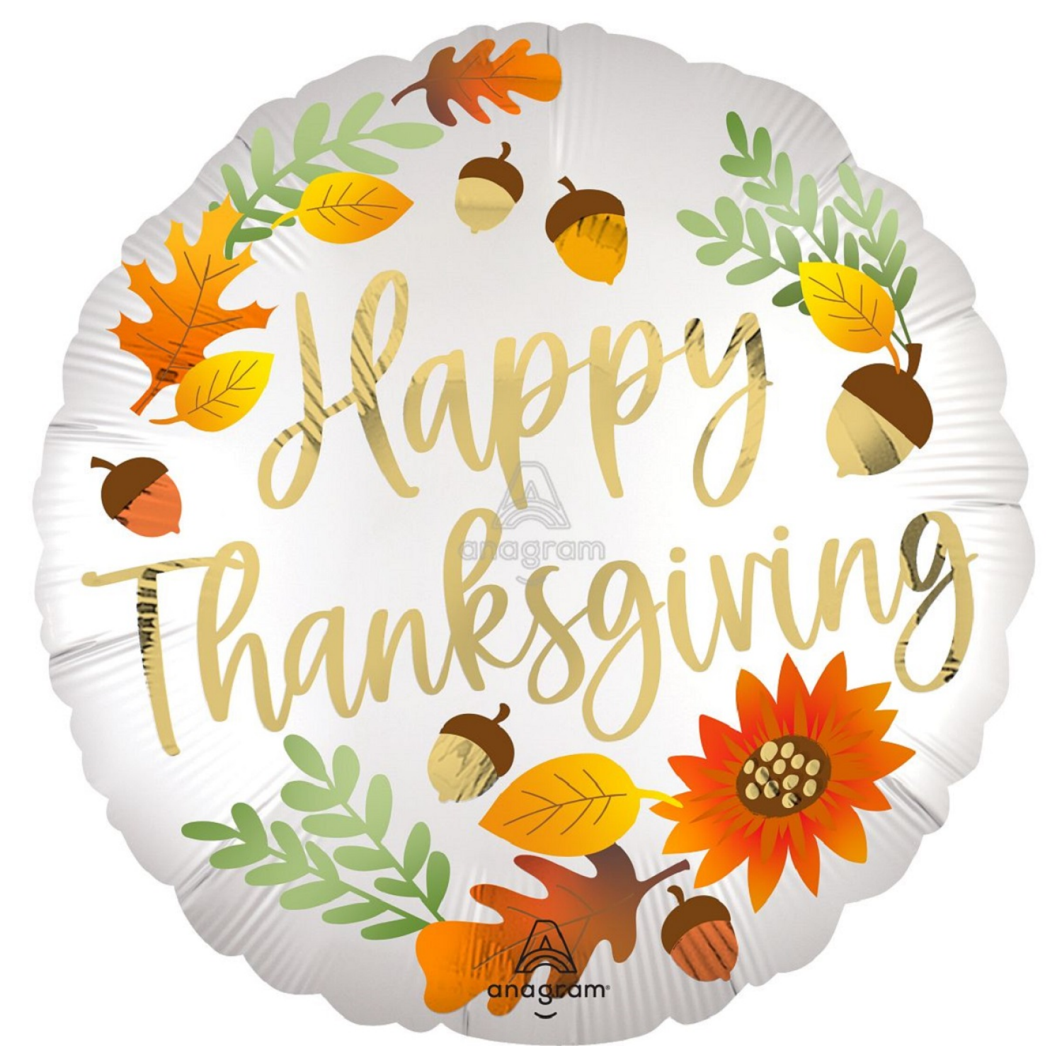 slide 1 of 1, 18" Happy Thanksgiving Balloon, 18 in