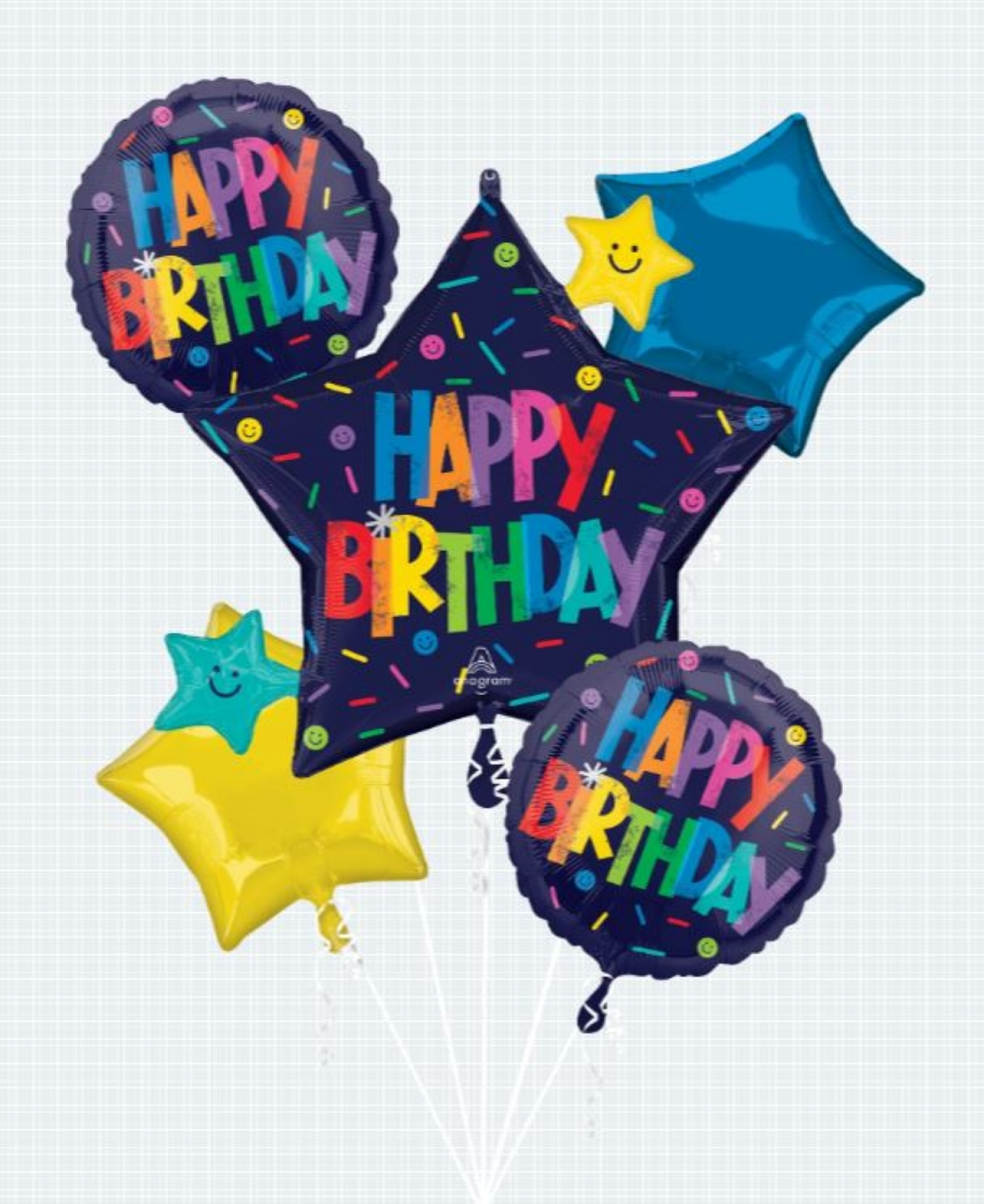 slide 2 of 3, Helium Balloon Bouquet, Bold Birthday, 5 Count, 5 ct