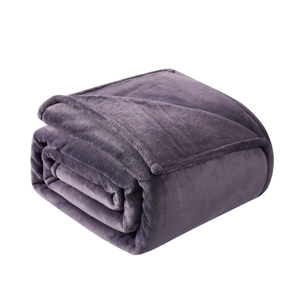 slide 1 of 3, Modavari Home Fashions King Rolled Blanket - Dark Gray, King Size