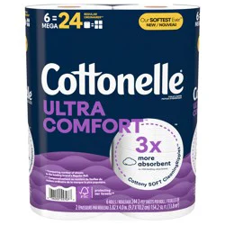 Cottonelle Ultra Comfort Toilet Paper, Strong Toilet Tissue, 6 Mega Rolls (6 Mega Rolls = 24 Regular Rolls), 244 Sheets Per Roll