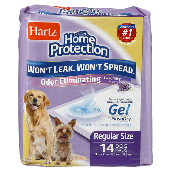 slide 1 of 1, Hartz Home Protection Odor Eliminating Dog Pads Lavender, 14 ct