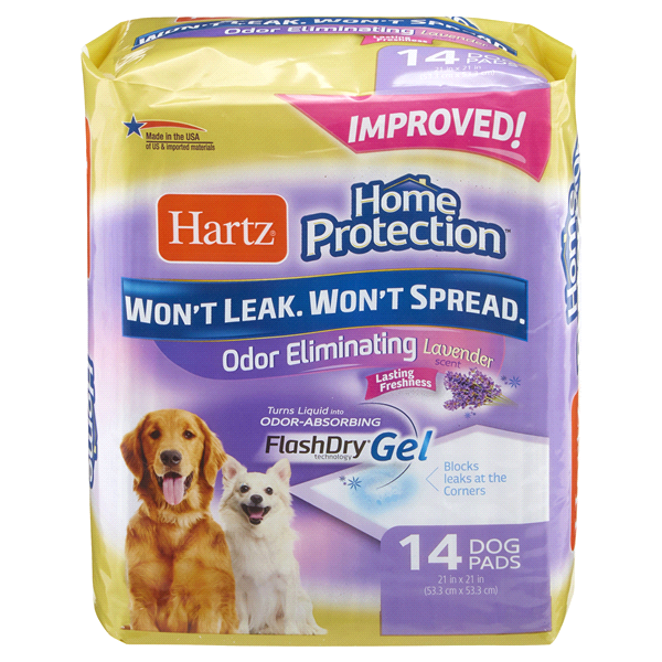 slide 1 of 1, Hartz Home Protection Odor Eliminating Dog Pads Lavender, 14 ct