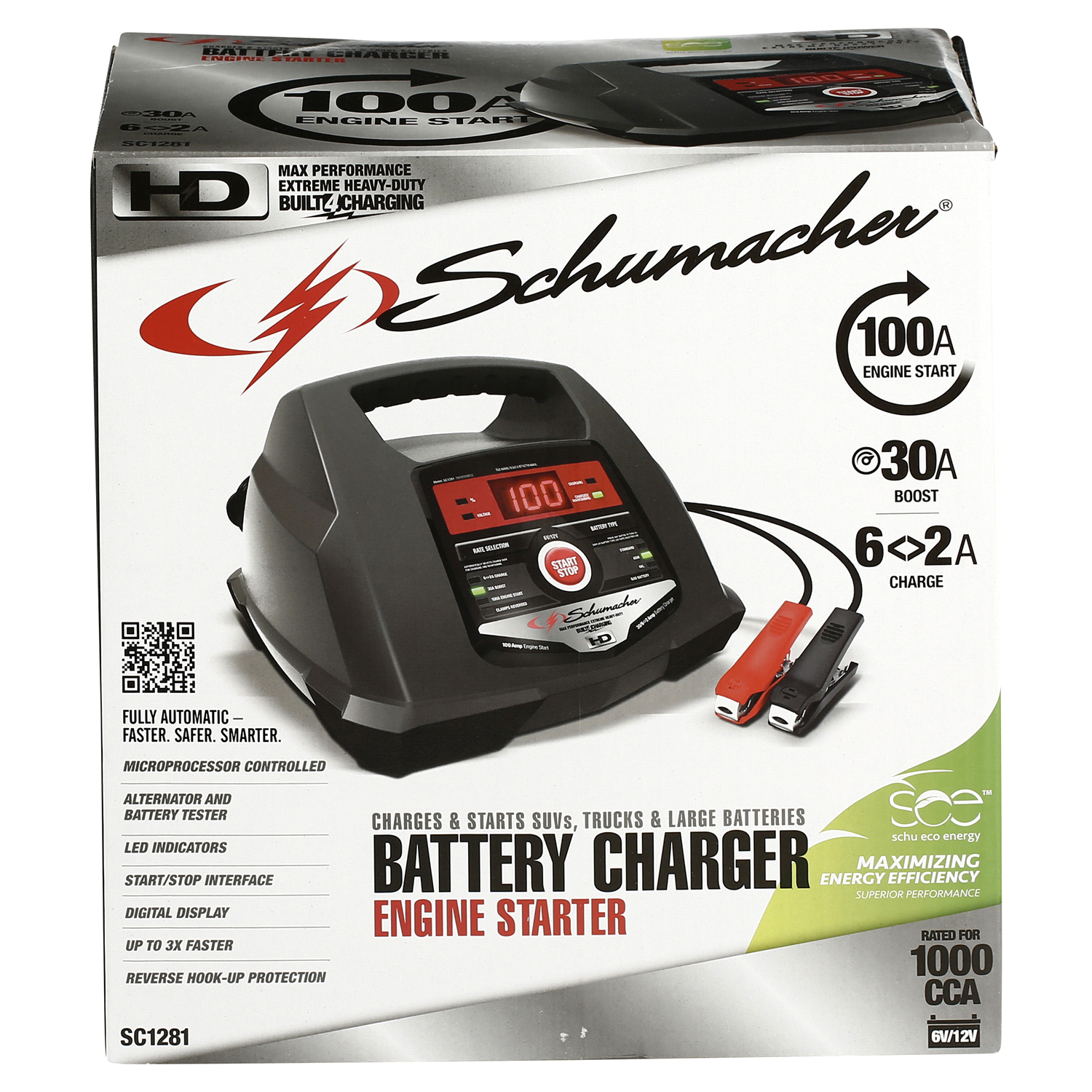 slide 1 of 2, Schumacher 100/30/6/2 Amp Battery Charger/Engine Starter, 1 ct, 1 ct