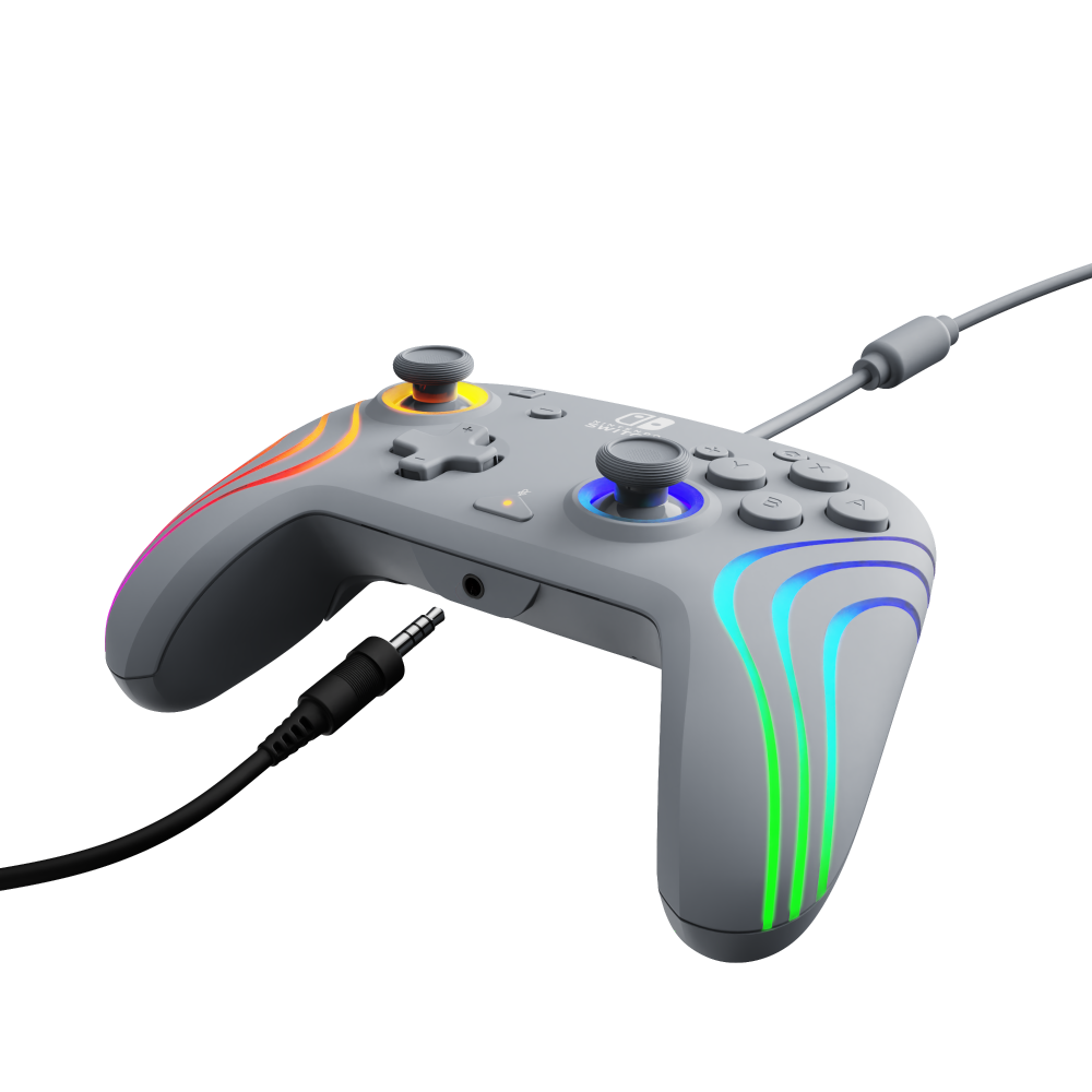slide 4 of 5, PDP Afterglow™ Wave Wired Controller: Grey for Nintendo Switch, Nintendo Switch - OLED Model, 1 ct