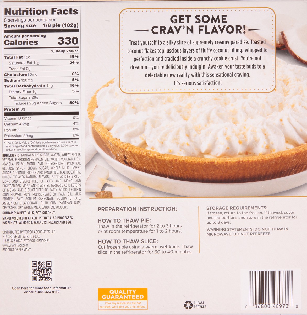slide 4 of 9, Crav'n Flavor Cravn Coconut Pie, 28.7 oz