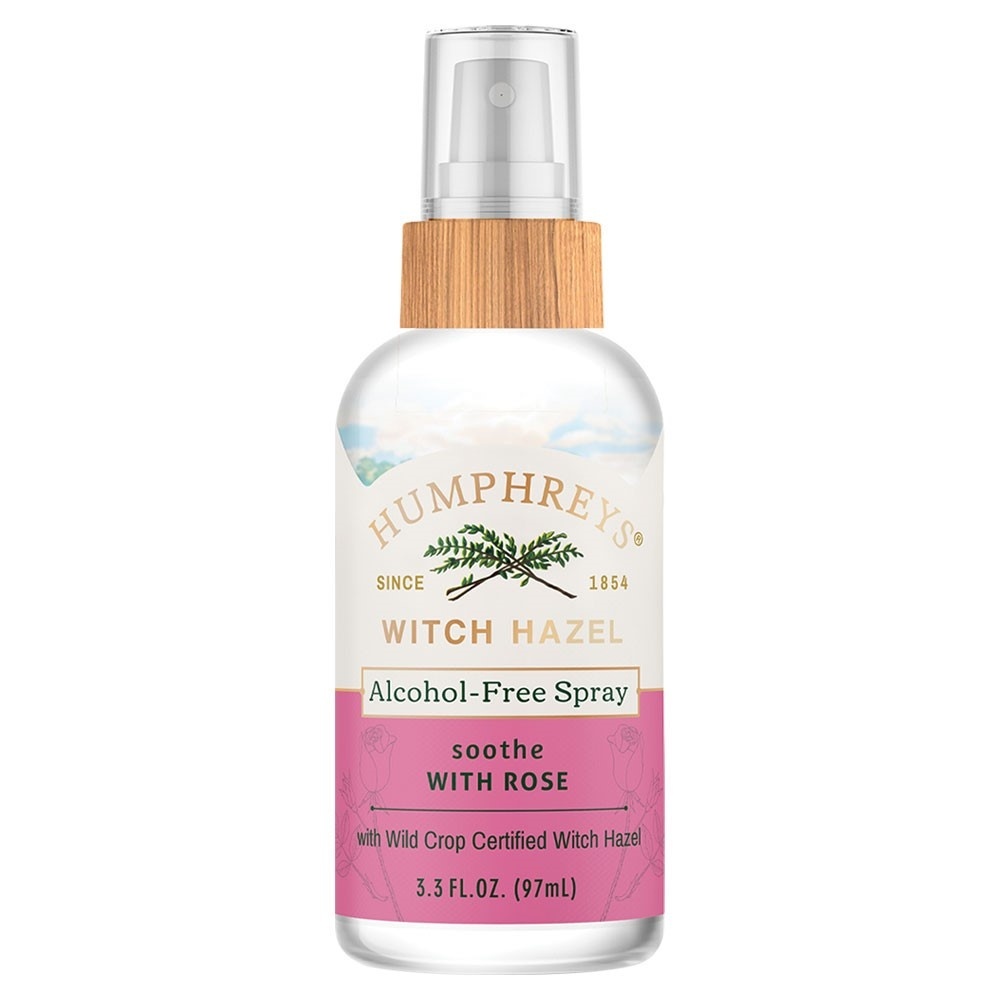 slide 1 of 1, Humphrey's Witch Hazel, Alcohol Free Spray Toner with Rose, 3.3 oz
