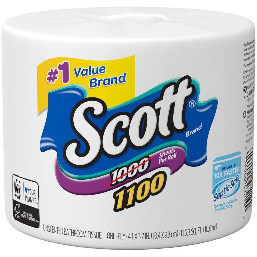 slide 1 of 3, Scott 1000 Sheets Per Roll Toilet Paper, 1 Bonus Roll, Bath Tissue, 1 ct