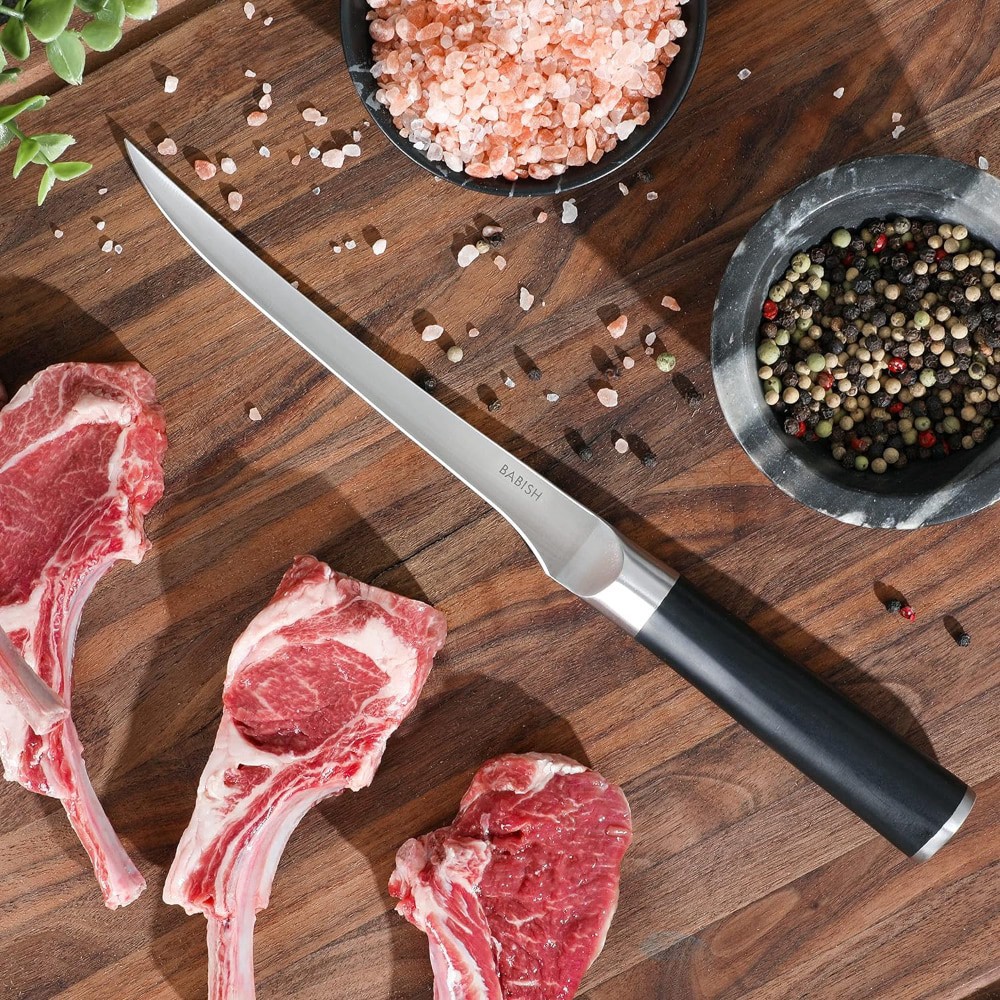 slide 2 of 5, Babish German Steel Boning Kitchen Knife 8 in, 8 in