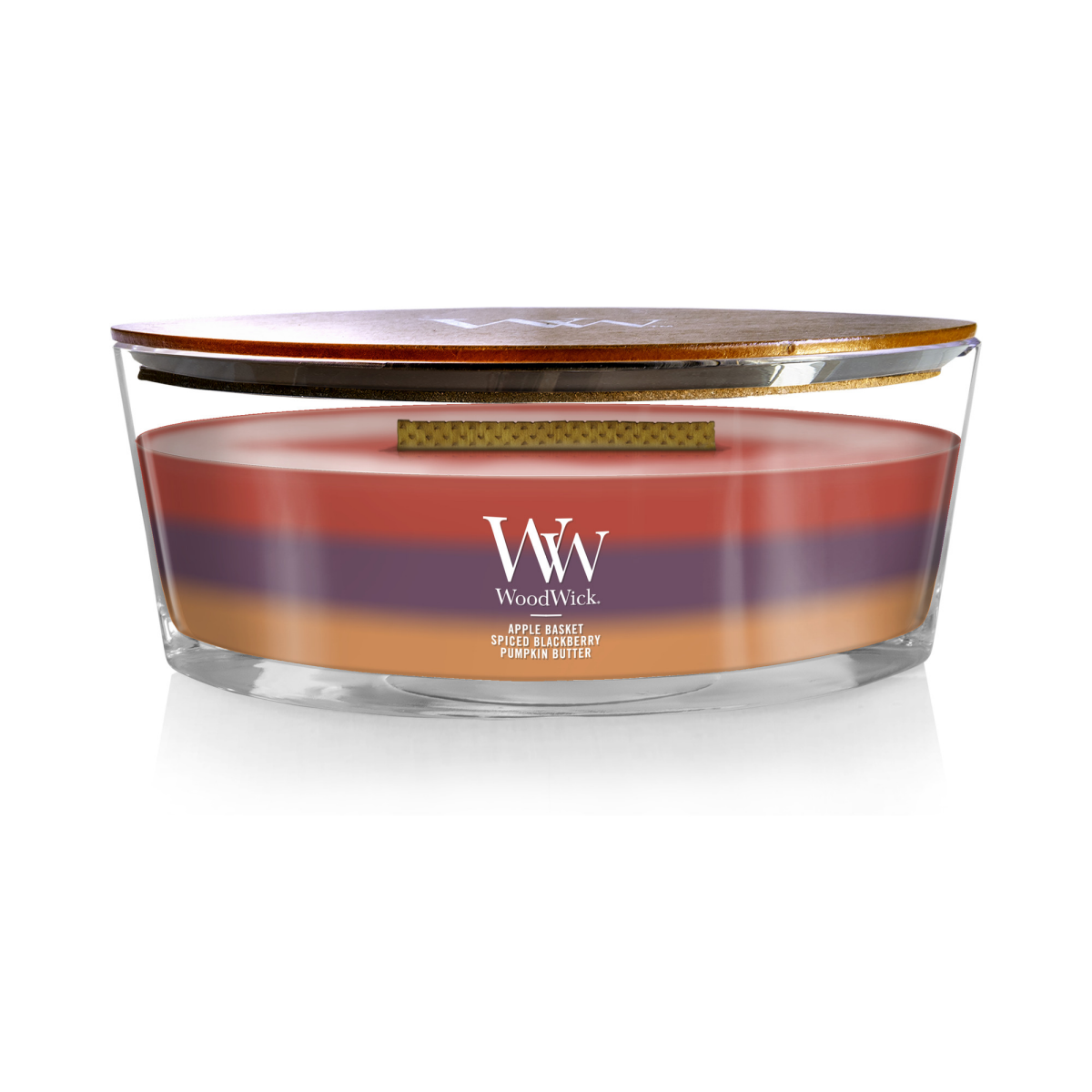 slide 1 of 5, Woodwick Ellipse Trilogy Candle Autumn Harvest, 16 oz