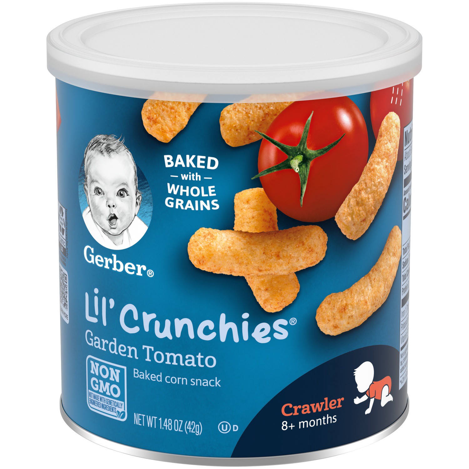 slide 4 of 9, Gerber Graduates Lil' Crunchies Baked Whole Grain Corn Snack, Garden Tomato, 1.48 oz