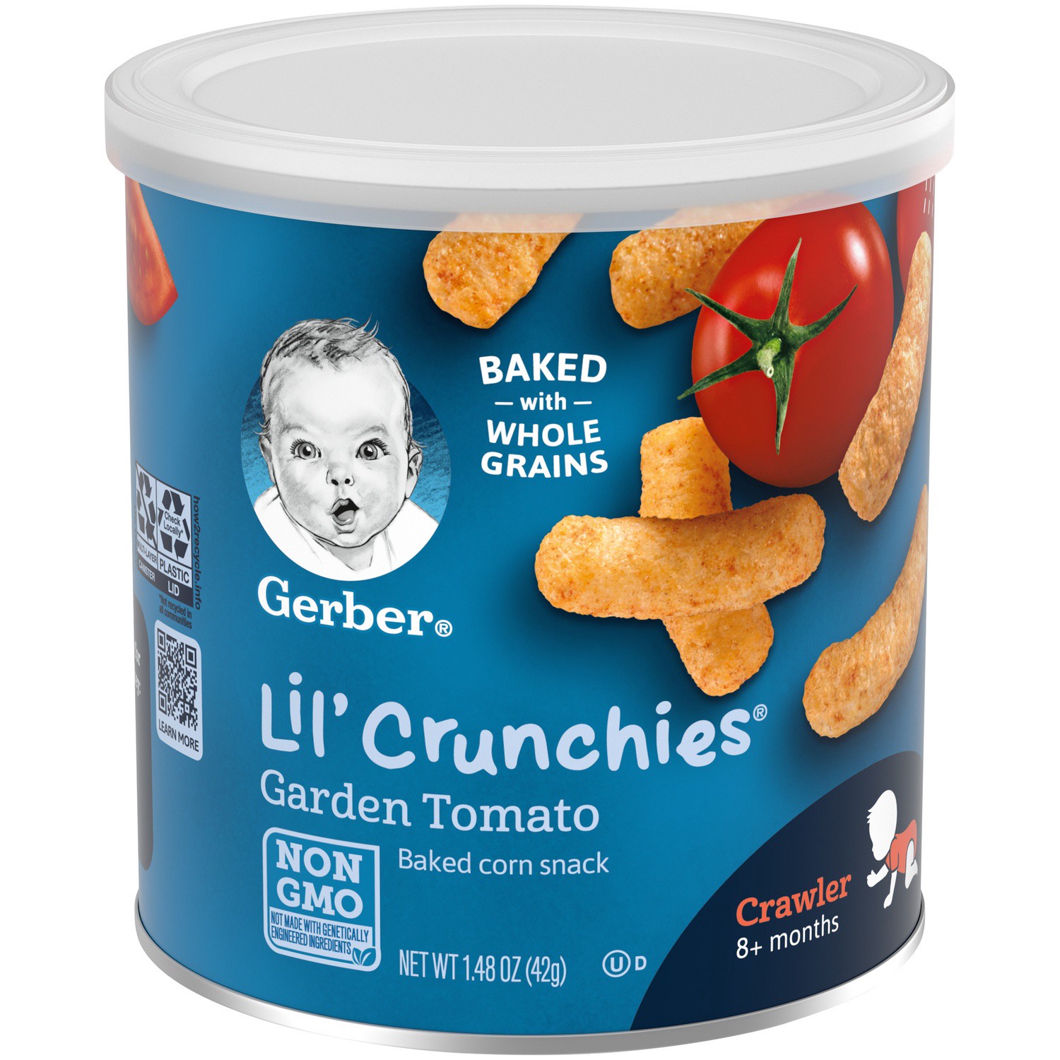 slide 7 of 9, Gerber Graduates Lil' Crunchies Baked Whole Grain Corn Snack, Garden Tomato, 1.48 oz