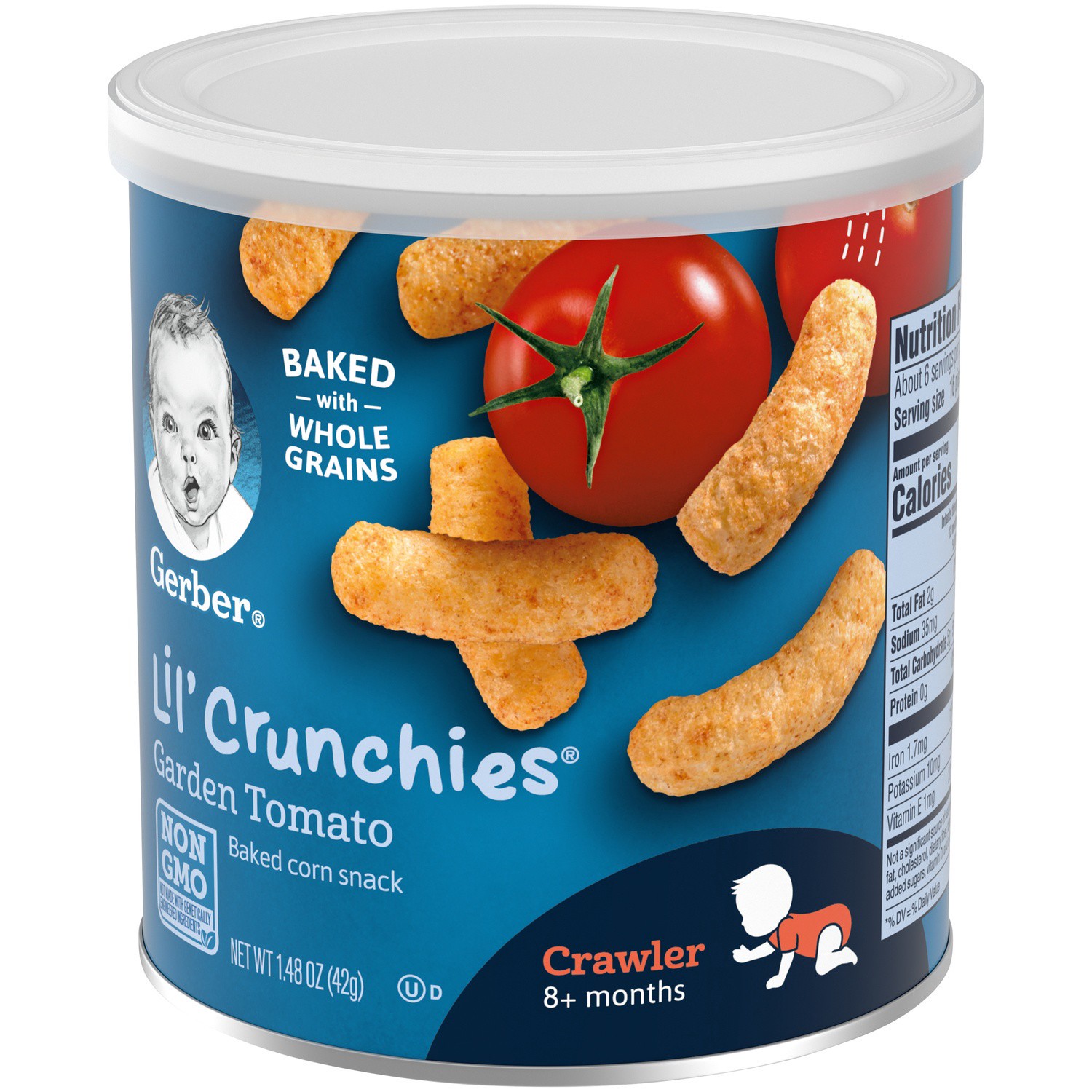 slide 6 of 9, Gerber Graduates Lil' Crunchies Baked Whole Grain Corn Snack, Garden Tomato, 1.48 oz