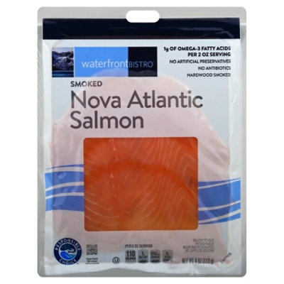 slide 1 of 3, Waterfront Bistro Salmon Nova Atlantic Cold Smoked, 4 oz