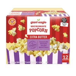 Giant Eagle Popcorn, Extra Butter, Microwave, Family Size