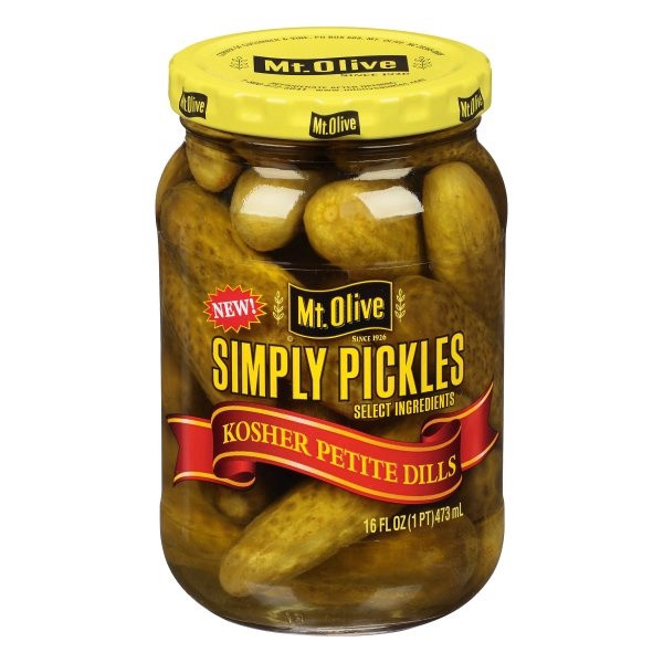 slide 1 of 6, Mt. Olive Simply Pickles Kosher Petite Dills Pickles, 16 fl oz