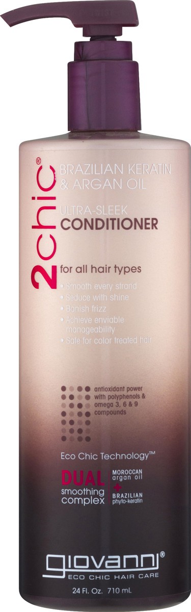 slide 3 of 3, Giovanni Conditioner, Brazilian Keratin & Argan Oil, Ultra-Sleek, 24 oz