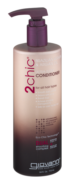 slide 1 of 3, Giovanni Conditioner, Brazilian Keratin & Argan Oil, Ultra-Sleek, 24 oz