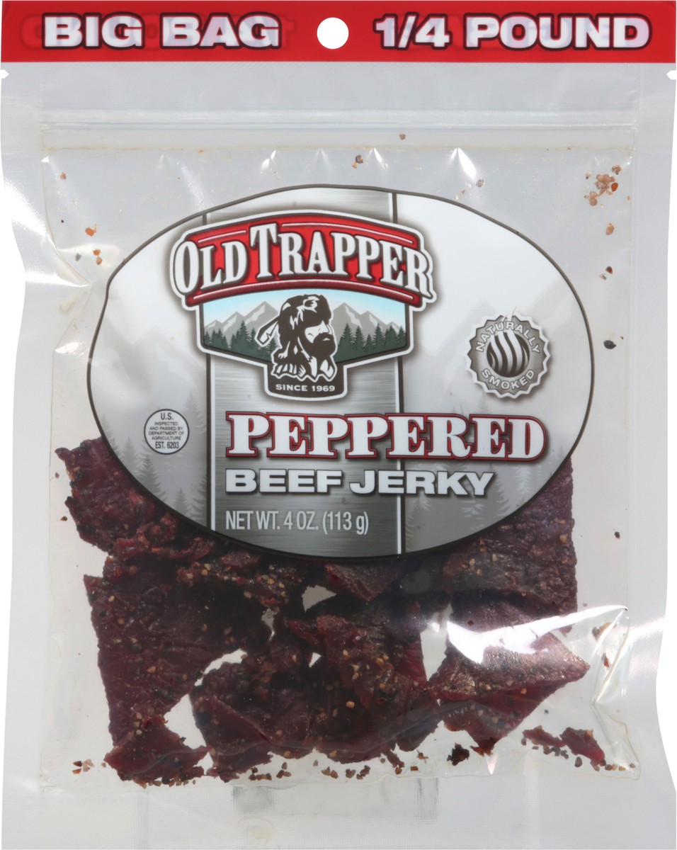 slide 11 of 11, Old Trapper Peppered Beef Jerky Big Bag 4 oz, 4 oz