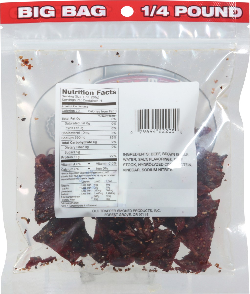 slide 3 of 11, Old Trapper Peppered Beef Jerky Big Bag 4 oz, 4 oz