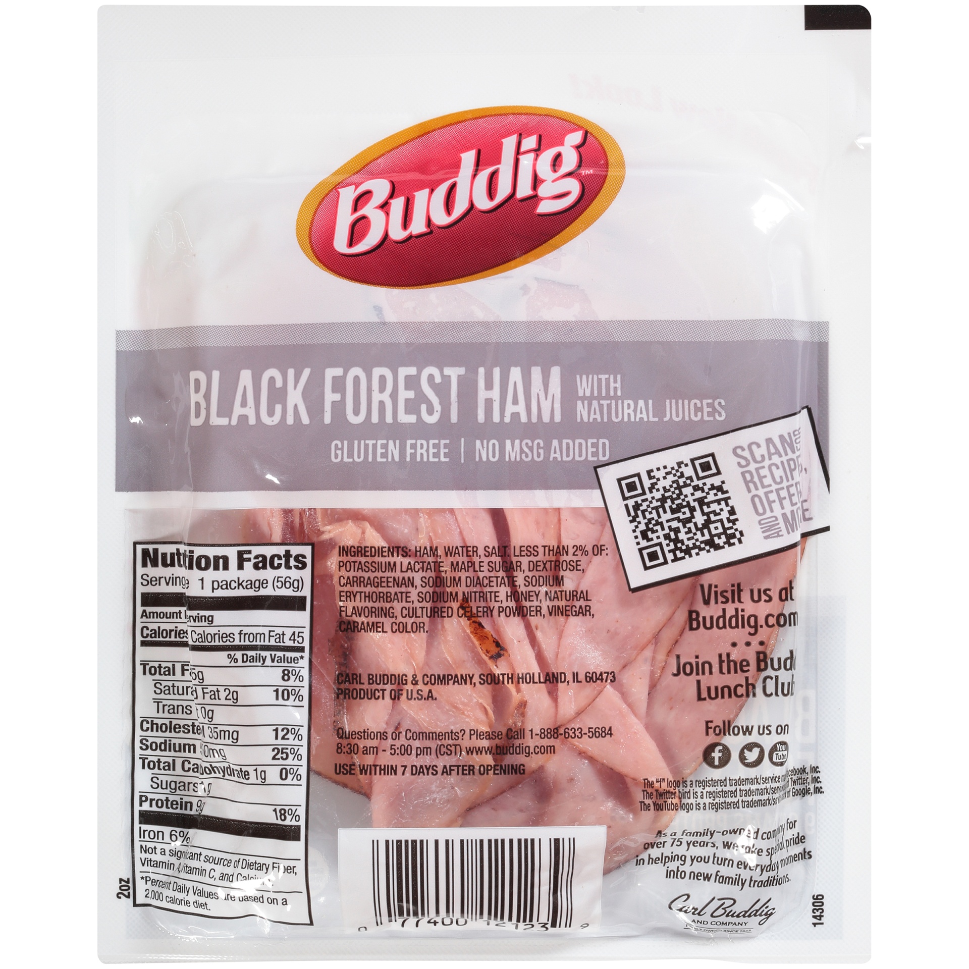 slide 4 of 6, Buddig Original Black Forest Ham, 2 oz