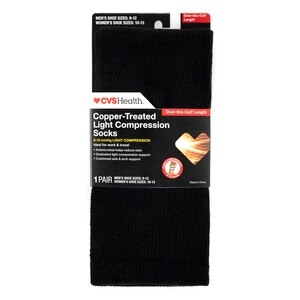 slide 1 of 1, CVS Health Copper-Treated Light Compression Socks, Over-The-Calf Length, 1 ct