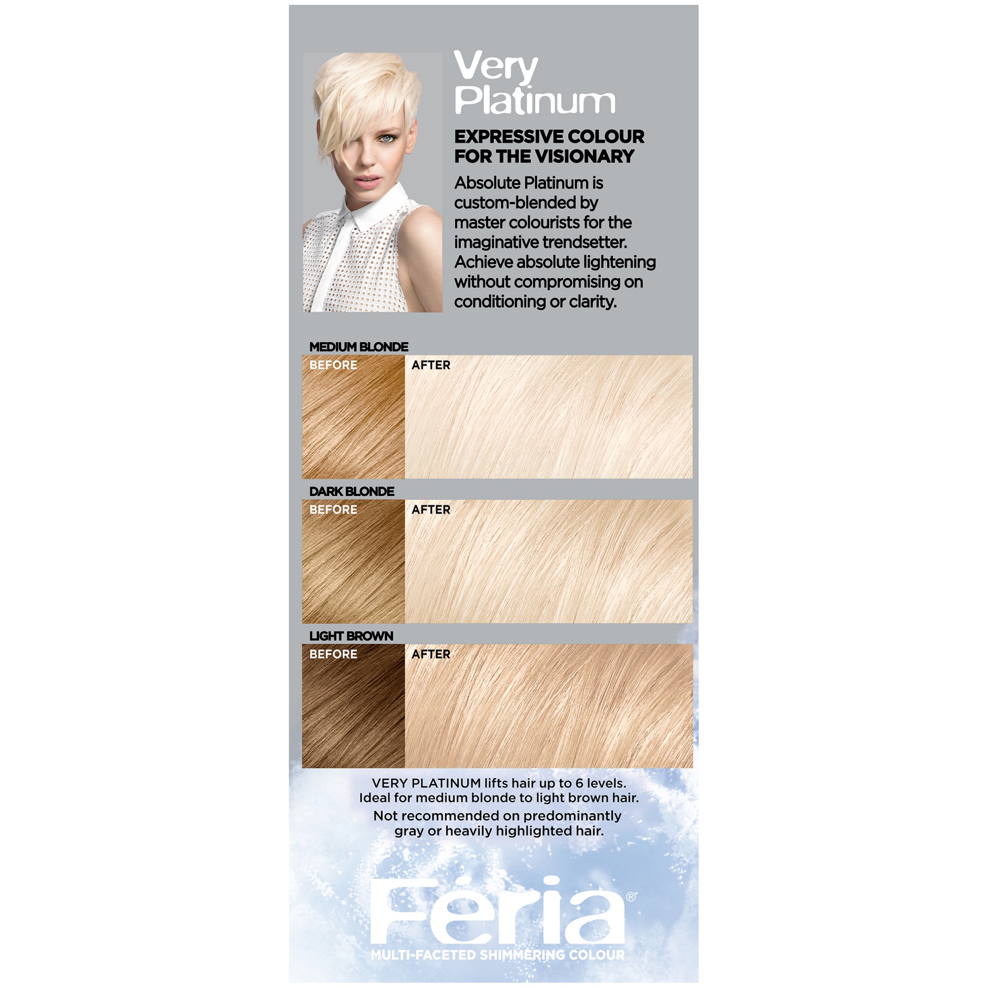 slide 4 of 7, L'Oréal Paris Feria Absolute Platinum Advanced Lightening System with Anti-Brass Conditioner - Very Platinum - 1 Kit, 1 ct