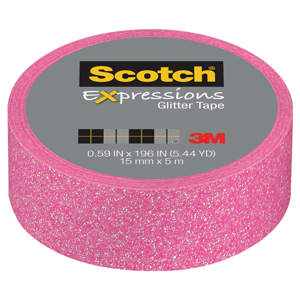 slide 1 of 1, Scotch Expressions Glitter Tape, Pastel Pink Glitter, 0.59 in x 196 in