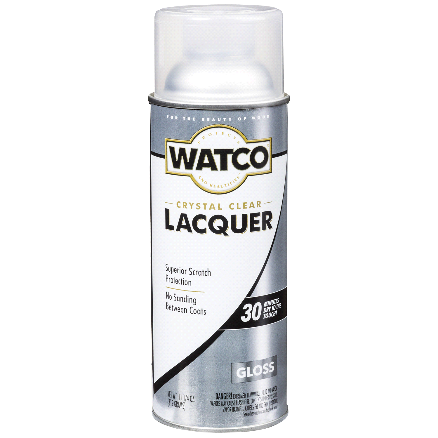 slide 1 of 2, Rustoleum Watco Crystal Clear Lacquer Wood Finish Spray - 63081, Gloss Clear, 11.25 oz