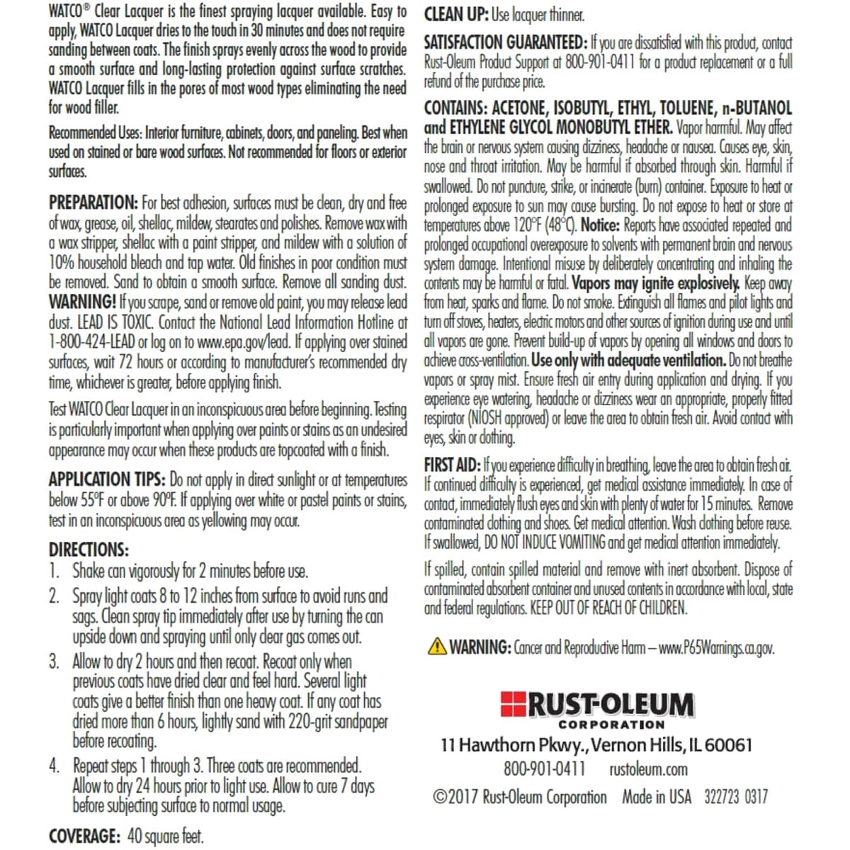 slide 2 of 2, Rustoleum Watco Crystal Clear Lacquer Wood Finish Spray - 63181, Semi-Gloss Clear, 11.25 oz