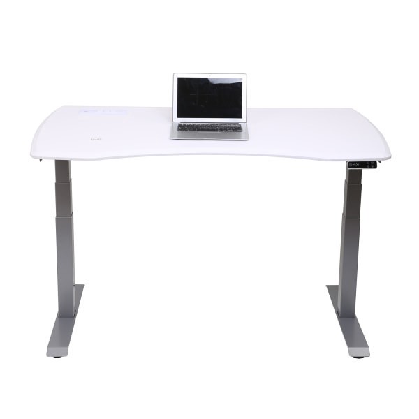 slide 5 of 10, WorkPro® Electric 60""W Height-Adjustable Standing Desk with Wireless Charging, White, 1 ct