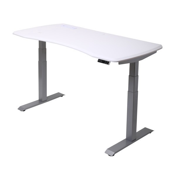 slide 1 of 10, WorkPro® Electric 60""W Height-Adjustable Standing Desk with Wireless Charging, White, 1 ct