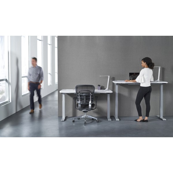 slide 8 of 10, WorkPro® Electric 60""W Height-Adjustable Standing Desk with Wireless Charging, White, 1 ct