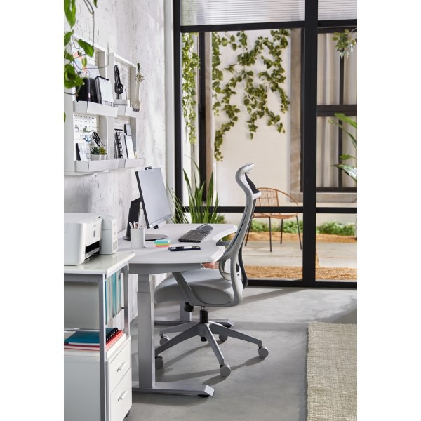 slide 6 of 10, WorkPro® Electric 60""W Height-Adjustable Standing Desk with Wireless Charging, White, 1 ct