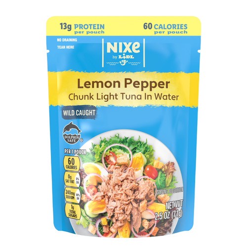 slide 1 of 1, Nixe lemon pepper chunk light tuna in water, 2.5 oz