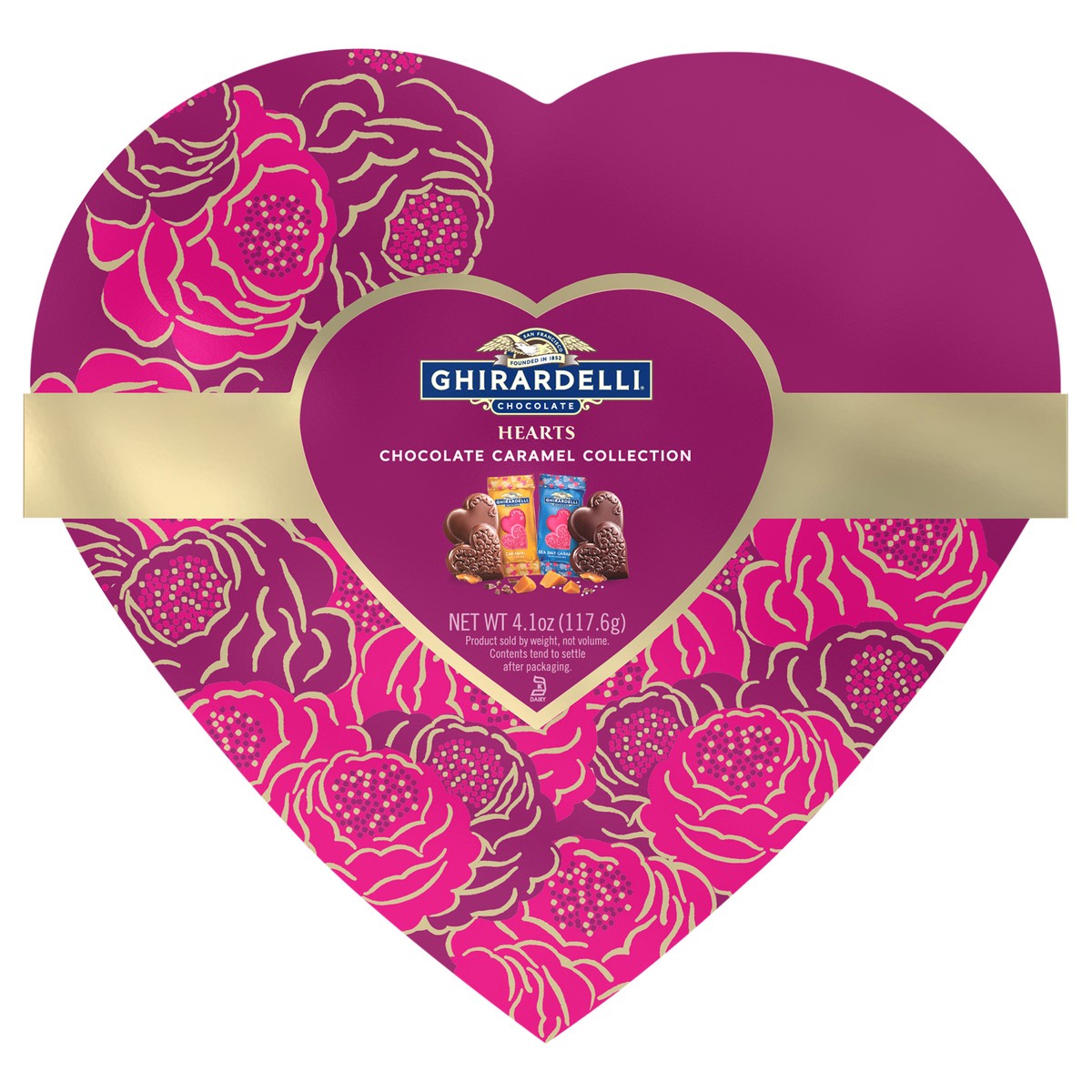 slide 1 of 7, GHIRARDELLI Chocolate Caramel Hearts Collection Heart Shaped Box, 4.1 oz, 4.1 oz