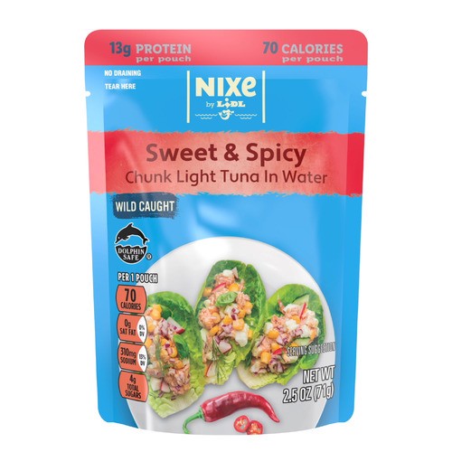 slide 1 of 1, Nixe sweet & spicy chunk light tuna in water, 2.5 oz