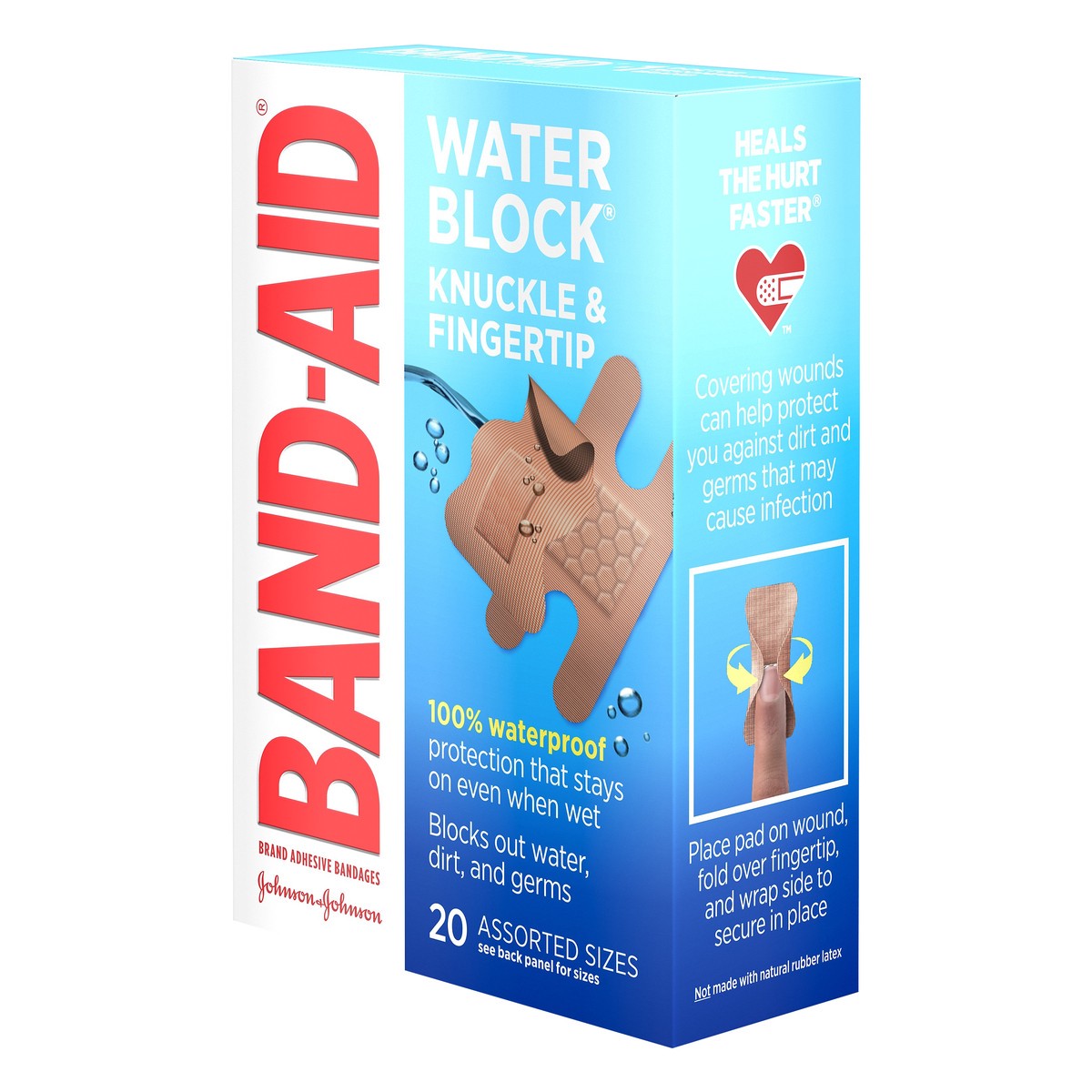 slide 3 of 7, BAND-AID Water Block Waterproof Adhesive Bandages for Fingertip and Knuckle, for Wound Care of Minor Cuts and Scrapes, 20 ct, 20 ct