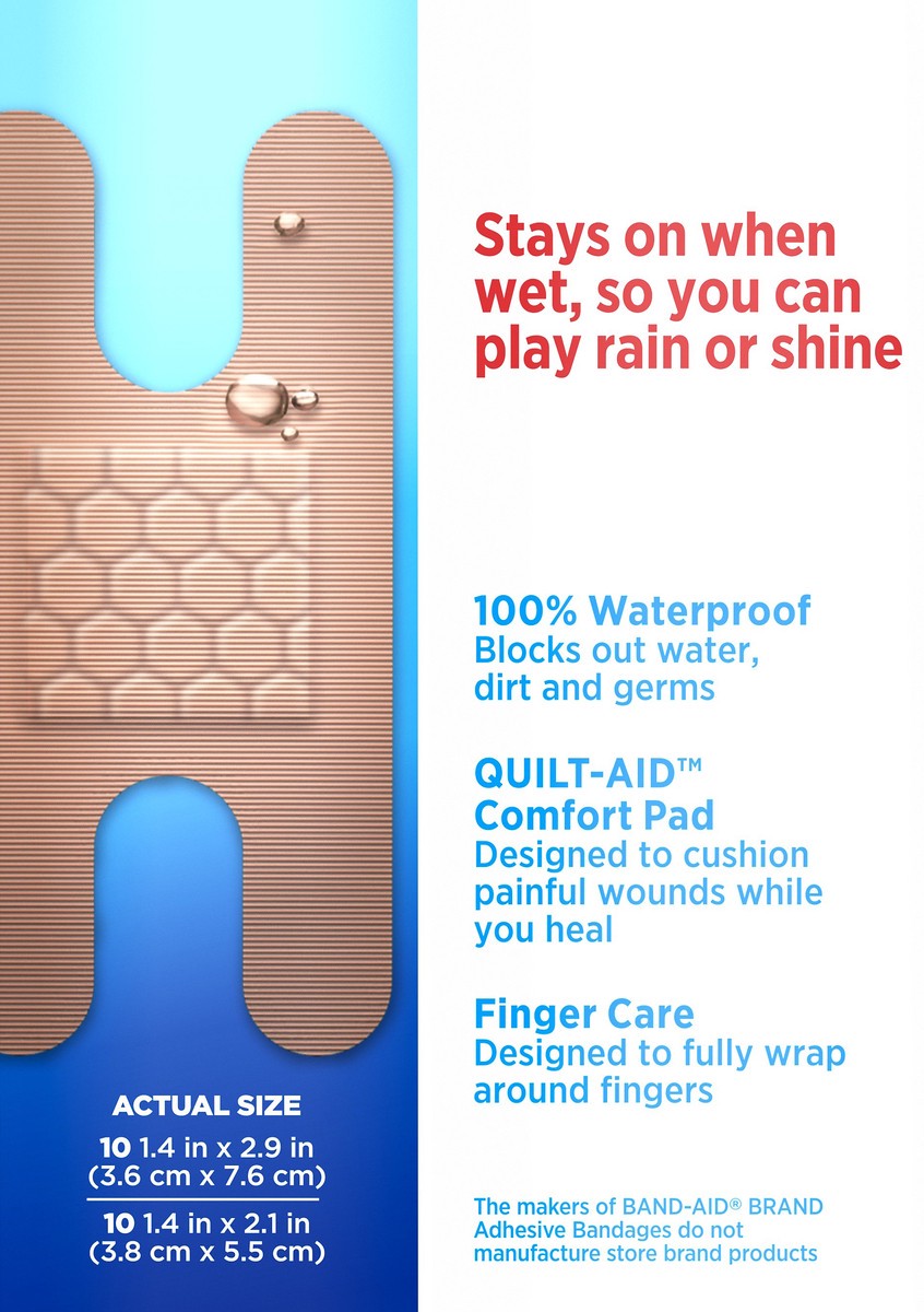 slide 4 of 7, BAND-AID Water Block Waterproof Adhesive Bandages for Fingertip and Knuckle, for Wound Care of Minor Cuts and Scrapes, 20 ct, 20 ct