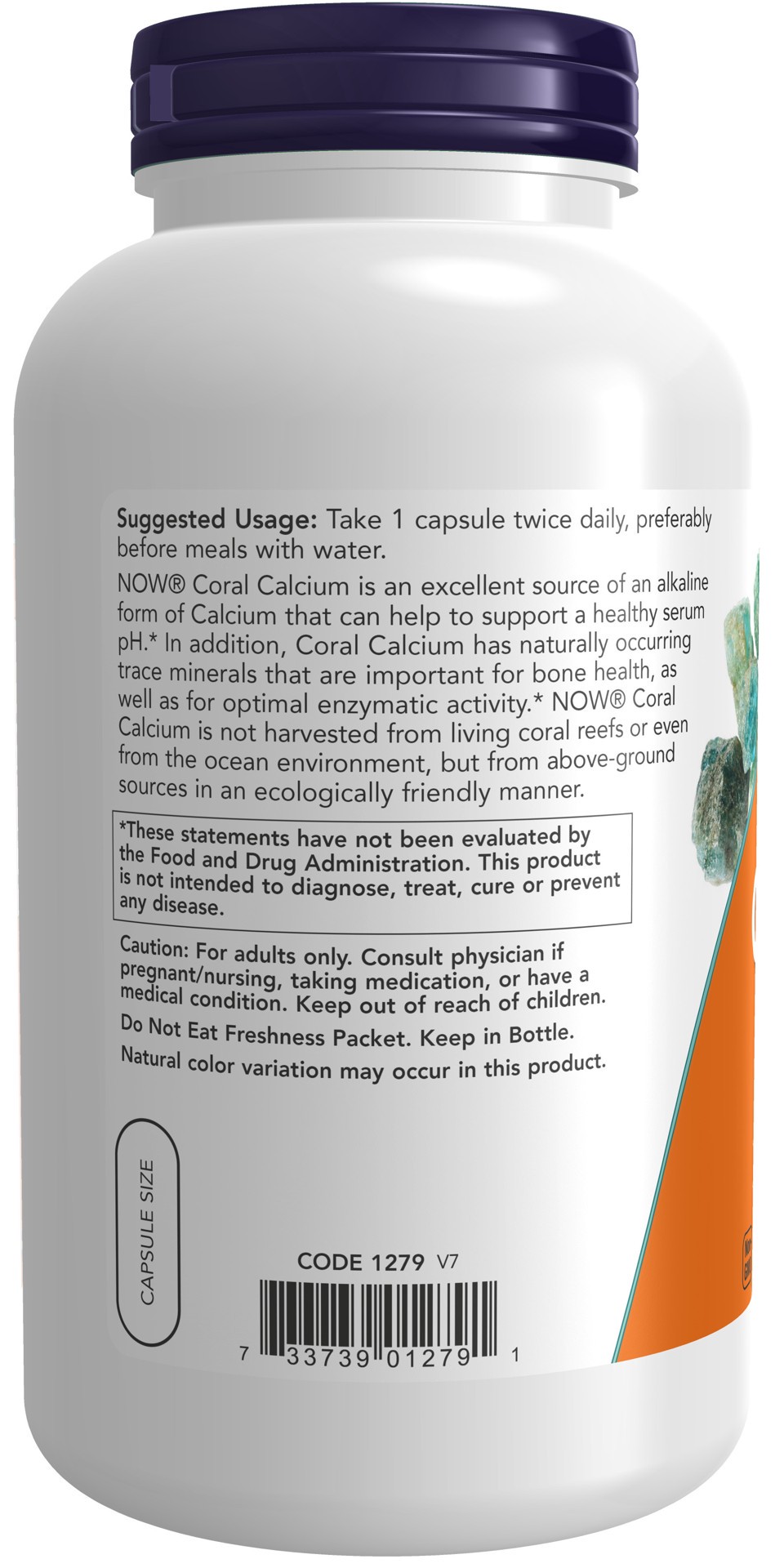 slide 4 of 4, NOW Coral Calcium 1000 mg - 250 Veg Capsules, 250 ct