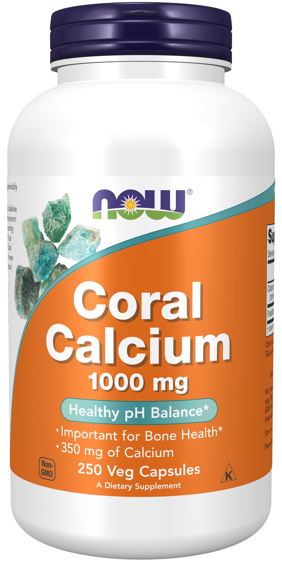 slide 1 of 4, NOW Coral Calcium 1000 mg - 250 Veg Capsules, 250 ct