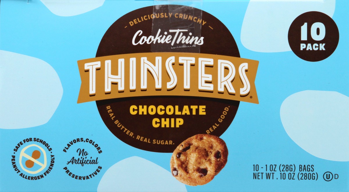 slide 3 of 6, Thinsters Choc Chip Cookies, 10 ct