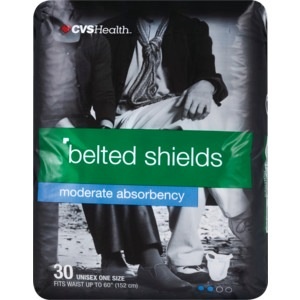 slide 1 of 1, CVS Health Moderate Absorbency Belted Shields One Size, 30 ct
