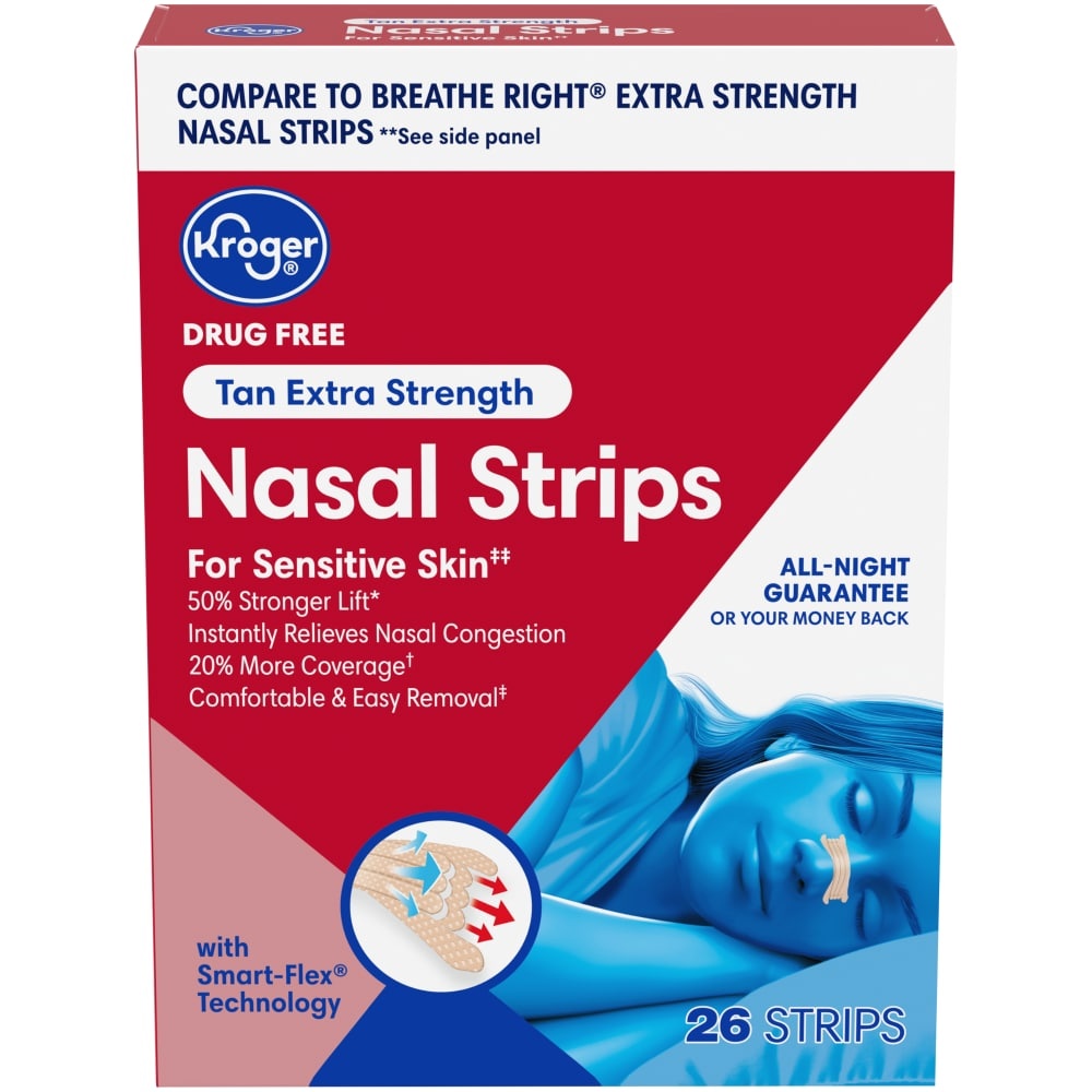 slide 1 of 1, Kroger Extra Strengths Tan Nasal Strips, 26 ct