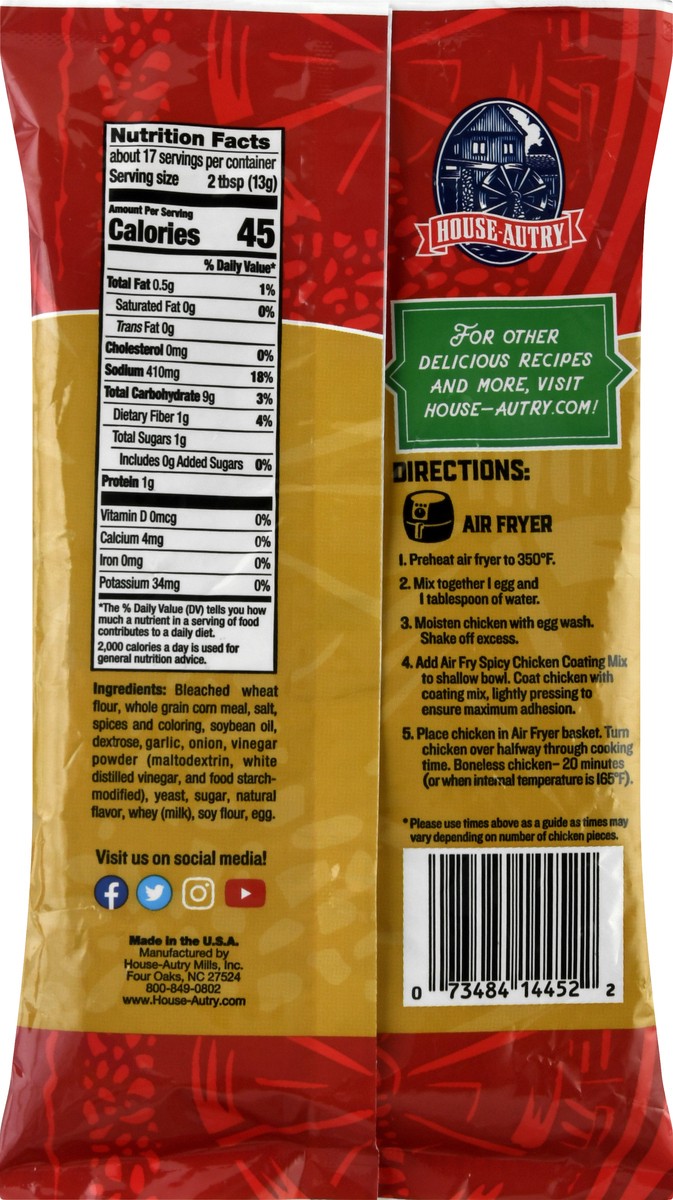 slide 8 of 9, House-Autry Air Fry Seasoned Spicy Chicken Coating Mix 8 oz, 8 oz