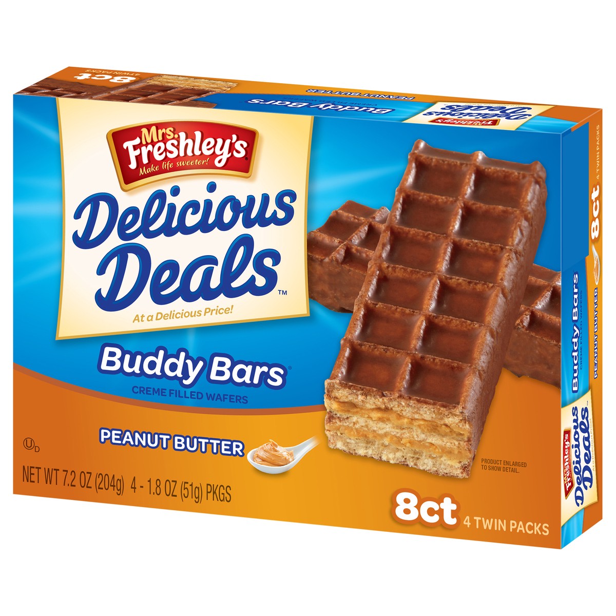 slide 3 of 9, Mrs. Freshley's Delicious Deals™ Peanut Butter Buddy Bars 4-1.8 oz. Wrappers, 4 ct