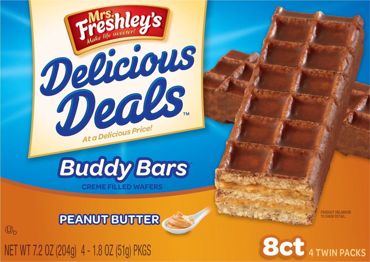 slide 8 of 9, Mrs. Freshley's Delicious Deals™ Peanut Butter Buddy Bars 4-1.8 oz. Wrappers, 4 ct