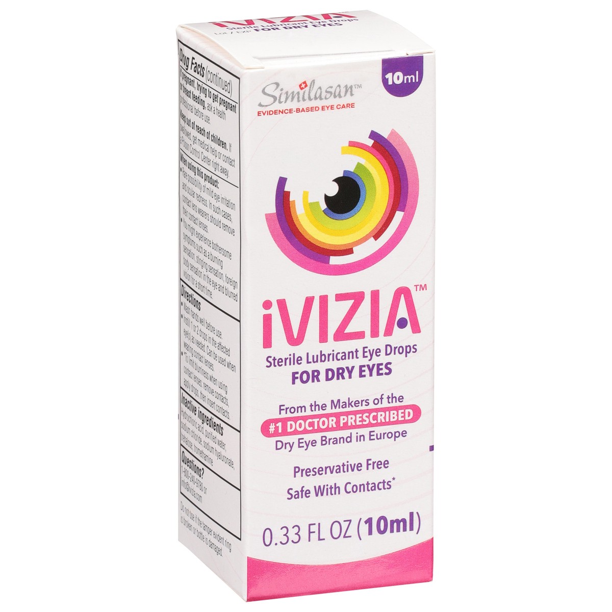 slide 3 of 9, iVIZIA Sterile Lubricant Eye Drops for Dry Eyes, Preservative-Free, Moisturizing, Dry Eye Relief, Contact Lens Friendly, 0.33 fl oz Bottle, 0.33 fl oz
