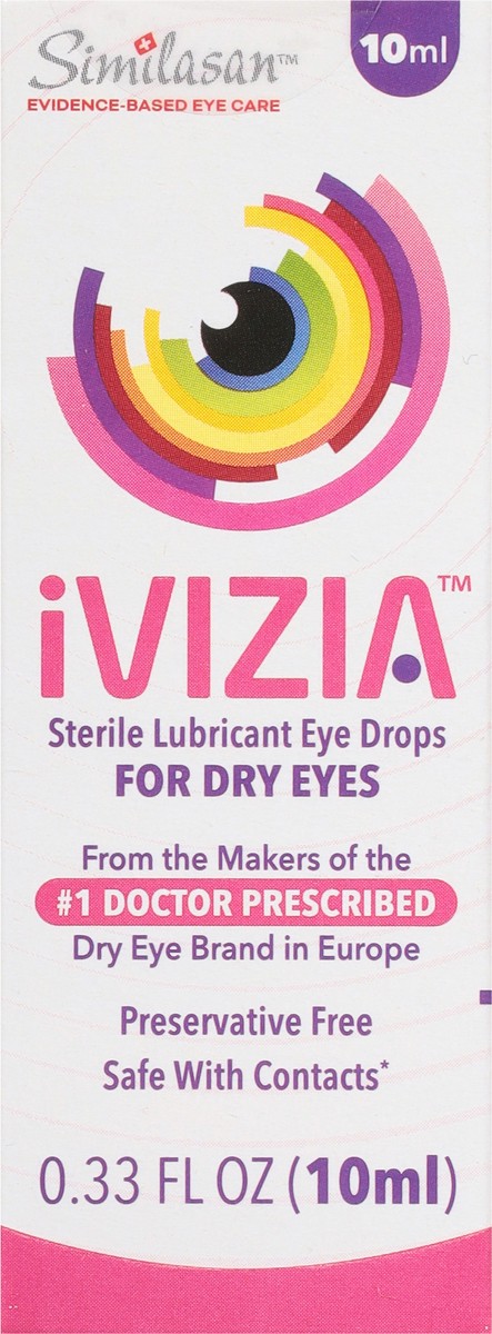 slide 6 of 9, iVIZIA Sterile Lubricant Eye Drops for Dry Eyes, Preservative-Free, Moisturizing, Dry Eye Relief, Contact Lens Friendly, 0.33 fl oz Bottle, 0.33 fl oz