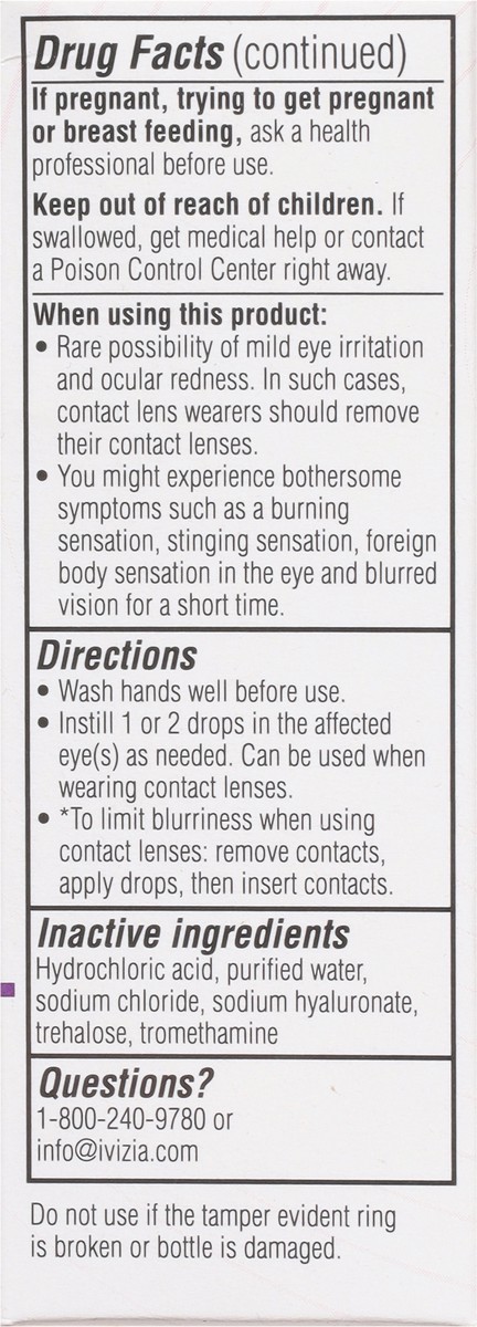 slide 8 of 9, iVIZIA Sterile Lubricant Eye Drops for Dry Eyes, Preservative-Free, Moisturizing, Dry Eye Relief, Contact Lens Friendly, 0.33 fl oz Bottle, 0.33 fl oz
